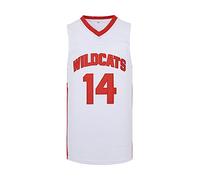 BOROLIN Mens Wildcats High School Jersey,14 Troy Bolton Basketball Jersey,8 Chad Danforth Basketball Jersey/Shirt, 14 Bolton White, XL