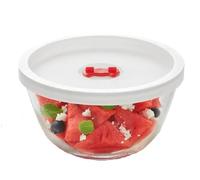 Borosil 0.9 L Serving & Mixing Bowl with Lid, Multipurpose Round Bowl for Kitchen & Dinning, Transparent Bowl for Mixing Dough, Salad, Cake Batter, Pasta, Microwave & Dishwasher Safe