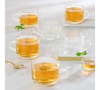 Borosil 6 Pcs Chai Time Mug Set (210ml Each) | Made in India Borosilicate Glass Cup Set for Chai, Green Tea, Coffee, Milk | Microwave Safe, Scratch Resistance, Lightweight | Transparent