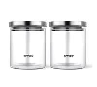 Borosil Classic Glass Jar for Kitchen Storage Set of 2 (600 ml + 600 ml)