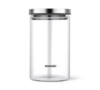 Borosil Classic Jar with Steel Lid, Clear, 900 ml, BCLJR960900, 1 Piece