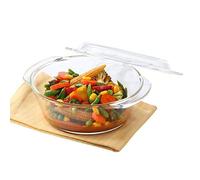 Borosil Glass Casserole Deep Round - Oven And Microwave Safe Serving Bowl With Glass Lid, 2.5L, 1 Piece Deep Round Casserole, Transparent