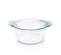Borosil Glass Casserole Round - Oven, Microwave Safe Serving Bowl With Glass Lid, Transparent (DEEP ROUND - FLAT LID 2.5 L -26.8D x 26.8W x 10.5H cm)