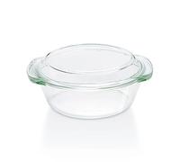 Borosil Glass Casserole Round - Oven, Microwave Safe Serving Bowl With Glass Lid, Transparent (ROUND WITH LID 1.5 Ltr 15.8D x 23.2W x 6.37H cm)
