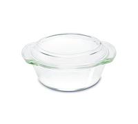Borosil Glass Casserole Round - Oven, Microwave Safe Serving Bowl With Glass Lid, Transparent (ROUND WITH LID 1 Ltr 18D x 21W x 5.7H cm)