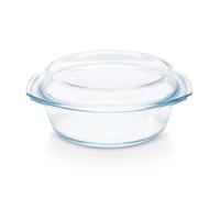 Borosil Glass Floral Oven and Microwave Safe Serving Bowl Casserole with Glass Lid, 2.5L, Transparent
