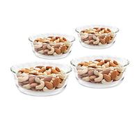 Borosil Glass Solid Serving Bowls, Oven & Microwave Safe Bowls, Set of 4 (430 ml Each), Borosilicate Glass, Clear
