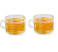 Borosil Glass Tea, Coffee, Mug Set, 210ml, 2 Pieces, Borosilicate Glass with Handle, Microwave Safe, Clear- Gift Box