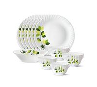 Borosil Gourmet Dinnerware Set For 6, 19 Pieces, White Dinner Plates and Bowls Sets, Chip Resistant Tempered Opal Glass, Stain Resistant, Dishwasher & Microwave Safe Dinner Set For Gifting, Serves 6