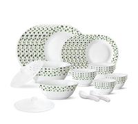 Borosil Gourmet Dinnerware Set For 6, 35 Pieces, White Dinner Plates and Bowls Sets, Chip Resistant Tempered Opal Glass, Stain Resistant, Dishwasher & Microwave Safe Dinner Set For Gifting, Serves 6