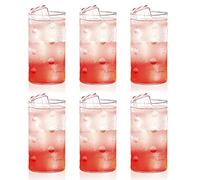 Borosil ision Deco Large Medallion Glasses [Set of 6] Clear Lightweight & Durable Drinkware, 6 Count (Pack of 1)
