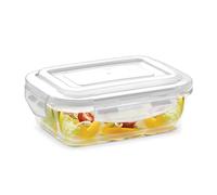 Borosil Klip N Store Glass Storage Container For Kitchen With Air-Tight Lid, Microwave & Oven Safe, Rectangular, (0.64 Litre)