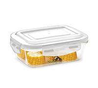 Borosil Klip N Store Glass Storage Container For Kitchen With Air-Tight Lid, Microwave & Oven Safe, Rectangular, (1.04 Litre)