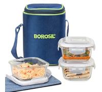 Borosil Klip N Store Microwavable Containers 320ml Set Of 3 With Lunch Bag