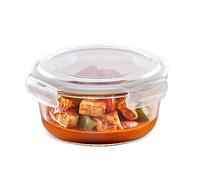Borosil KLIP-N-STORE ROUND GLASS STORAGE CONTAINER WITH AIR TIGHT LID FOOD STORAGE CONTAINER MICROWAVE SAFE CONTAINER 620 ML
