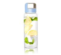 Borosil NEO Borosilicate Glass Water Bottle with Blue Handle for Fridge and Office 550 ml