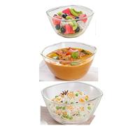 Borosil Square Glass Bowl Set, 3-Piece (500ml, 780ml, 1.1L), Clear, Microwave Safe, Gift Pack