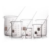 Borosilicate Glass Beaker Set with Stirring Rod - Low Form Lab Beakers for Chemistry and Science Experiments, 50ml to 1000ml, Includes 600ml Size