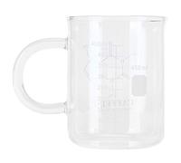 Borosilicate Glass Caffeine Mug with Handle, 16OZ Capacity Caffeine Beaker Mug, Transparent Coffee Cup with Meausring for Coffee, Latte, Tea, Chocolate, Hot and Cold Drinks
