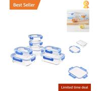 Borosilicate Glass Food Containers 7 Pack with Locking Lids Leakproof BPA-Free