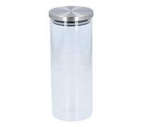 Borosilicate Glass Food Storage Canister 1.5L Jar Container Cylinder With Airtight Stainless Steel Lid & Silicone Sealing Tall Kitchen Pantry Food Pasta Cereal Spaghetti Dry Food Canisters