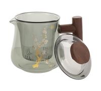 Borosilicate Glass Tea Set with Infuser, Lid and Wooden Handle for Tea | Design Supports Visible Brewing, Thermal Shock Resistance, Herbal Tea Use, Home Ceremonies and Office Breaks
