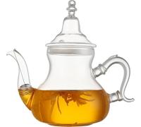 Borosilicate Glass Teapot, Heat-Resistant Clear Coffee Pot, 1200ml | Clear borosilicate glass teapot with a 1200 ml capacity, approx. 14 cm body height and 8 cm base, heat-resistant from -30 to