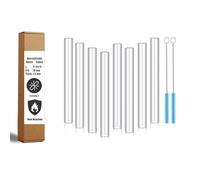 Borosilicate Glass Tube 4" 10mm OD Thick 1.5mm, Straight, Durable, Reusable, High Borosilicate Glass Tubing with Cleaning Brush for Industrial & Scientific Use