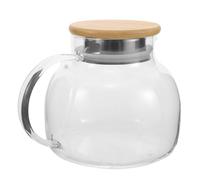 Borosilicate Glass Water Pitcher with Bamboo Lid, 1000ml 33oz | Heat and Cold Safe, Fridge-friendly Storage, Wide Mouth, Smooth Body, Handled Design for Bedside Drinks