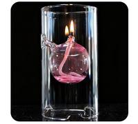Borosilicate Includes clear Glass Oil Light Suspended Large Size Hurricane Candle Holder Come with Wick and Oil Tube Sleeve Paraffin Lamp 7" 6" 11" 8" (Pink,H：5.91 in)