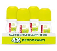 Borotalco, Roll-On Deodorant Active Yellow, Talc with Odour-Inhibiting Molecules, Fresh Effectiveness, 48h Effectiveness, Alcohol-Free, Fragrance of Cedar and Lime - 4 Pieces of 50 ml - Exclusive to