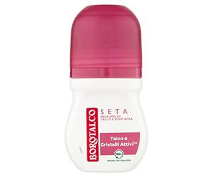 Borotalco, Roll-On Silk Deodorant, Alcohol and Talcum Free Formula with Active Crystals, Triple Dry Protection, Fragrance of Talcum and Pink Flowers, 48h Effectiveness - 1 Bottle of 50 ml