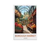 Borough Market London Vintage Travel Posters Landscape 24x36inch(60x90cm) Print Poster Home Bathroom Bedroom Office Living Room Decor Canvas Poster