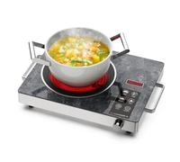 Borrallio 3500W Single Electric Hob, Portable Ceramic Hob with Marble Finish, Infrared Hot Plate with Timer & Knob Control, 220V Solo Electric Stove, Table Top Hob Compatible with All Flat Cookware