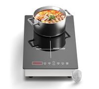 Borrallio Double Induction Hob, 3500W Portable Electric 2 Ring Cooktop (2000W+1500W), 8 Power Levels, 180-Min Timer, Child Lock, Tabletop or Built-in - Ideal for Caravan & Small Kitchen