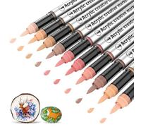 borrence 10 Color Acrylic Paint Markers Brush Tip, Waterproof, No-Bleed Ink with Automatic Ink Control, Premium Paint Pens for Rock, Wood, Canvas, Glass, Fabric, DIY Crafts