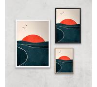 Borris Photography Doves And Waves Giclee Art Print - A3 - Wooden Frame