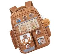Borsa Capibara - Zaino per animali | Borsa da scuola, borssa capibara con 6 distintivi | Zainoo con simpatici animali, zainoo casual Capybara per la scuola, il campeggio, i viaggi, zaino conn