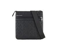 Armani Exchange Men Double Pocket Embossed Monogram Texture Crossbody, Black, One Size