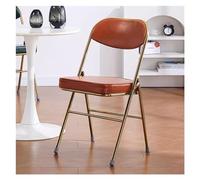 BORSAD Black Folding Chairs With Padded Seats Leather White Folding Dining Chairs With Cushion Comfortable Folding Chair Party Stacking Chairs (Color : Brown c, Size : Set of 2)