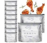 Borse In Alluminio Per Conservazione, 10 Pezzi Con Chiusura Zip E Buste Per Alimenti Autoportanti, Sacchetti In Alluminio Per Congelatore, Per Frutti Di Mare Verdure Frutta Preparazione Dei Pasti