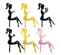 Borsgye 12 PCS High Heel Girl Cake Toppers Sitting Girl Silhouette Acrylic Cupcake Topper Happy Birthday Cake Topper Engagement Cake Toppers Decorations for Various Birthday Party Anniversary