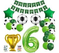 Borsgye 27PCS Football Balloons Party Decorations Trophy Themed Birthday Party Supplies Football Print Latex Balloons Foil Balloon Mylar Balloons with Happy Birthday Banner - Number 6