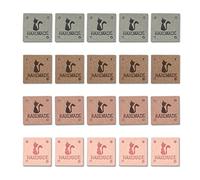 Borsgye 40PCS PU Leather Tags Handmade Embossed Tag Faux Leather Sew on Labels Embellishment Crochet Knitting Labels DIY Jeans Bags Shoes Hat Apparel Accessories - Square - 4 Colors - Cat