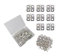 Borsgye 50PCS Antique Mini Folding Hinges Bronze Retro Decoration Hinges Vintage Small Jewelry Toy Box Hinges Solid Brass Cabinet Hinges with Screws for Wooden Case Chest Hinge Nickel 13x12 mm