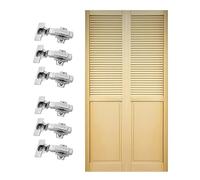 BORTABERG Louvre Wardrobe Doors Made from Solid Pine, Natural Unfinished Wood, French Style Slatted Panels, Hinge Ready with Pre-Drilled Holes, Supplied As A Pair - 2050 x 610 mm