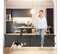 Borthmiu 24 Inch Tall x 75 Inch Extra Wide Retractable Dog Gate for The House, Short Dog Gate to Step Over, Reinforced Mesh Puppy Gate for Doorways, Step Over Pet Gate for Stairs, Indoor/Outdoor,