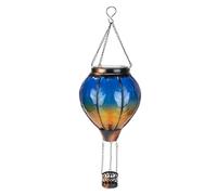 Bortivier 1 PCS Hot Air Balloon Solar Lantern with Flickering Flame Light Waterproof Acrylic+Metal for Garden Yard Patio