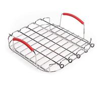 Bortivier 1 PCS Versatile Square Roasting Grill with Skewers Baking Tray Stainless Steel AirFryer Grill Rack AirFryers Holder