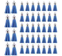 Bortivier 100Pcs Keychain Tassels Faux Suede Leather Tassel Pendants Keychain Decoration for DIY Crafts Making Supplies (Blue)